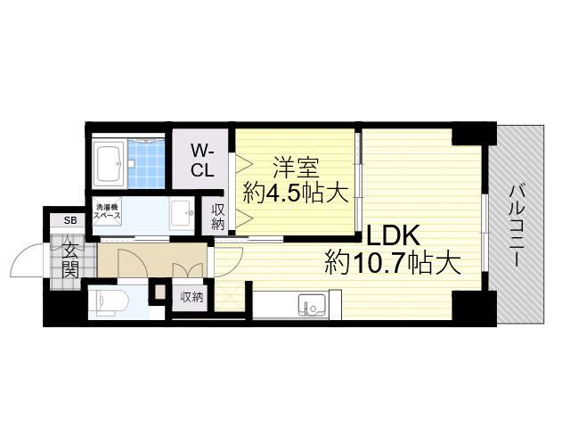 エクセル 文の里(1LDK/1階)の間取り写真