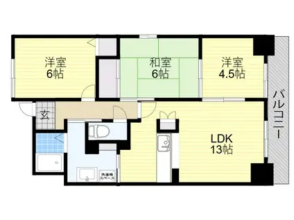 ヴィラ北田辺(3LDK/7階)の間取り写真