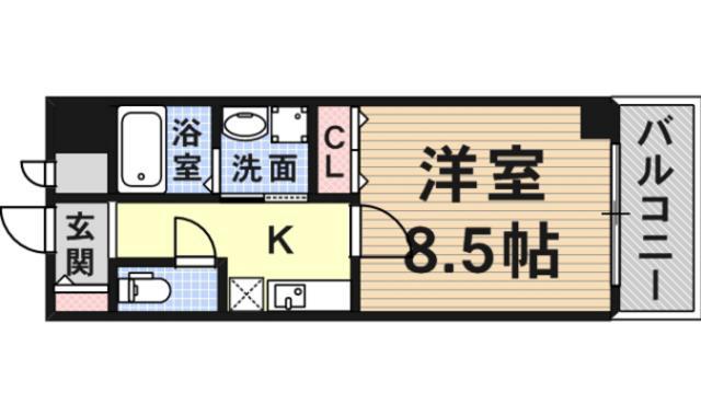 MAPLE夕陽丘(1K/5階)の間取り写真