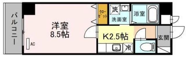 MAPLE夕陽丘(1K/6階)の間取り写真