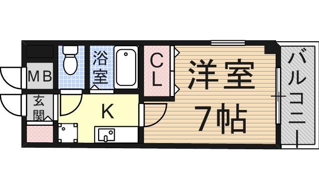 グランディール阪南町Ⅱ番館(1K/3階)の間取り写真