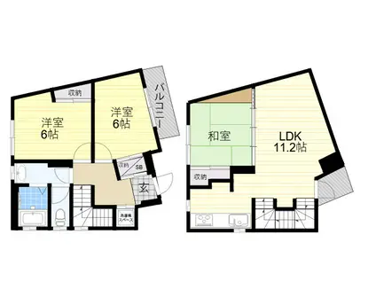 デュープレクス晴明(3LDK/1階)の間取り写真