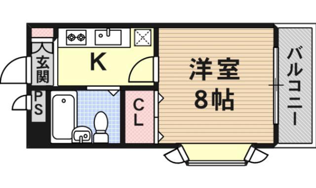 アパルト四天王寺2(1K/5階)の間取り写真