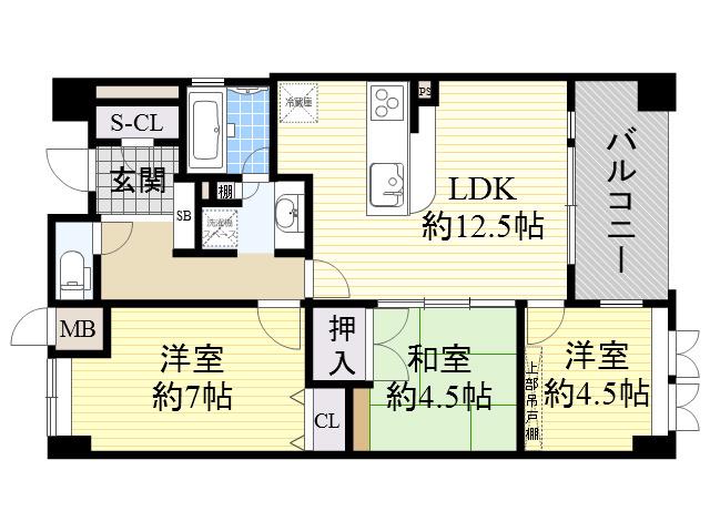 クラウンハイム西田辺(3LDK/10階)の間取り写真