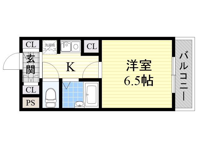 グランヴィ天王寺(1K/1階)の間取り写真
