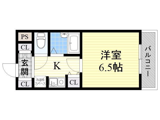 グランヴィ天王寺(1K/7階)の間取り写真