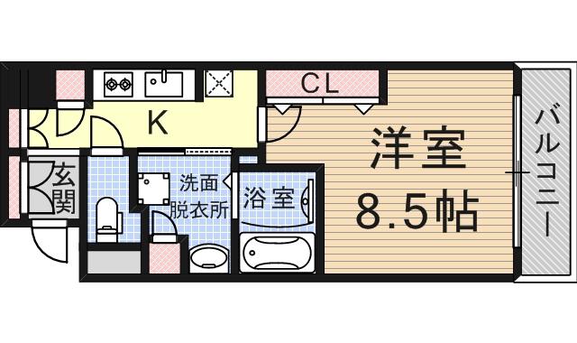 オリエンタル阿倍野メゾン(1K/2階)の間取り写真