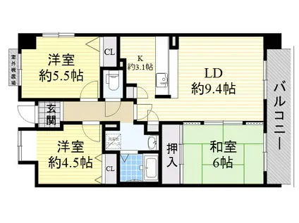 ルミエール(3LDK/4階)の間取り写真