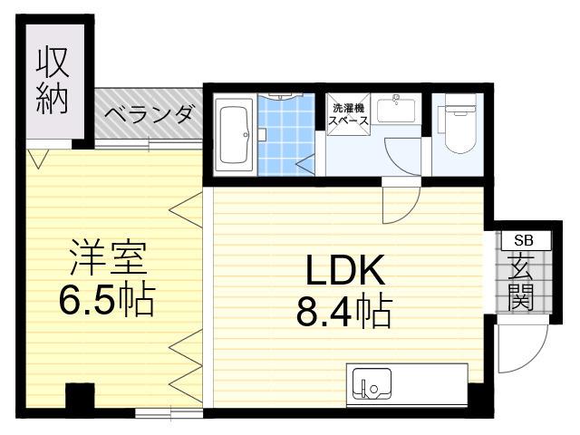 グランドウイング(1LDK/1階)の間取り写真