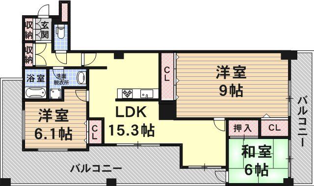 セレッソコート阿倍野(3LDK/9階)の間取り写真