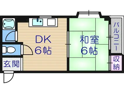 メゾン文の里(1DK/3階)の間取り写真