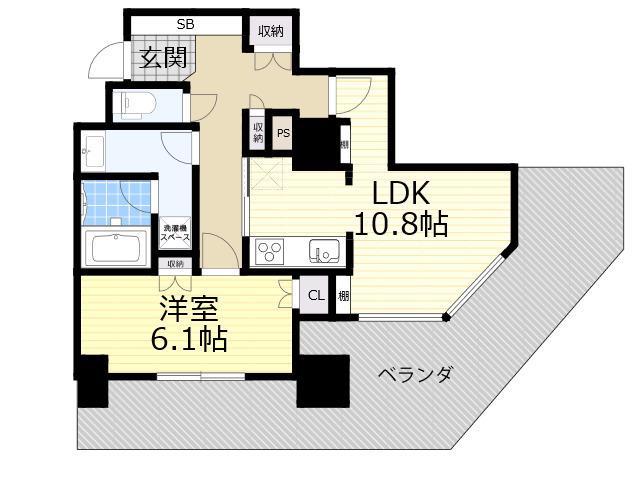 あべのグラントゥール(1LDK/21階)の間取り写真