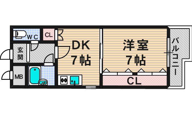エイチ・ツーオー今川(1DK/2階)の間取り写真