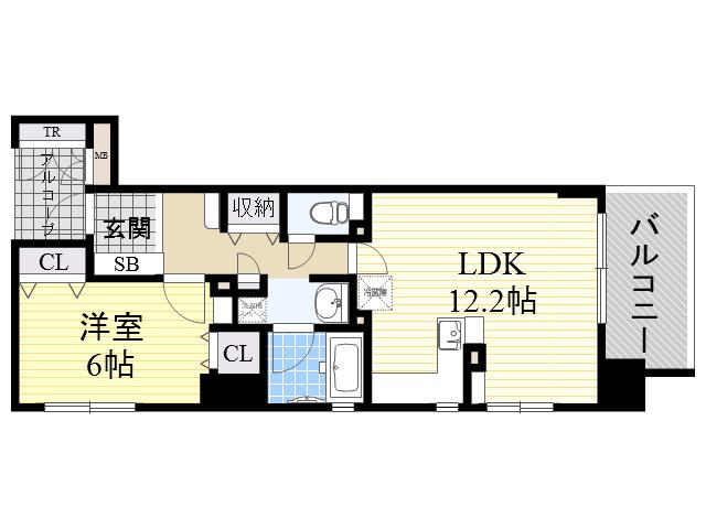 アーデン上本町(1LDK/2階)の間取り写真