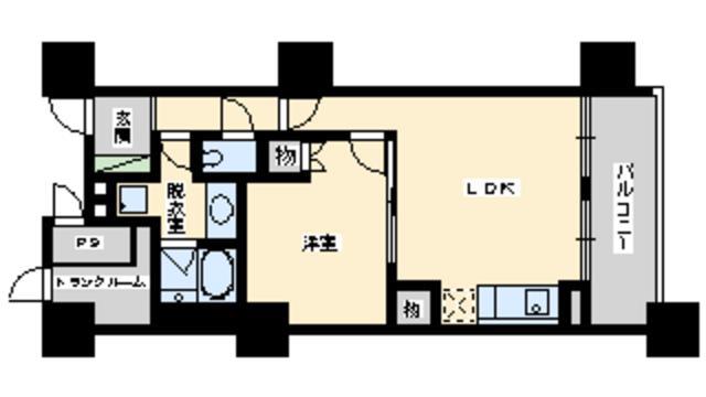エル・セレーノ上本町レジデンス(1LDK/5階)の間取り写真