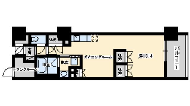 エル・セレーノ上本町レジデンス(ワンルーム/9階)の間取り写真