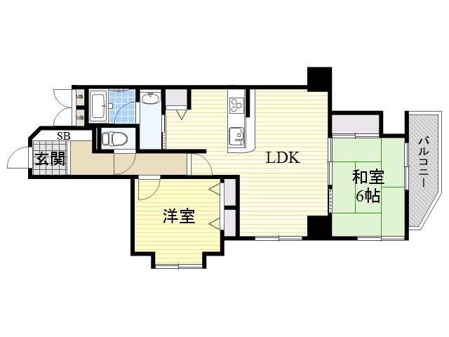 日宝ロイヤルハイツ桑津(2LDK/1階)の間取り写真
