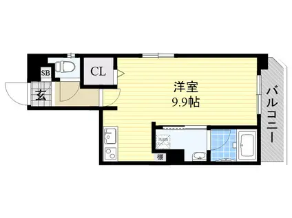 ラシーヌ阿倍野(ワンルーム/8階)の間取り写真