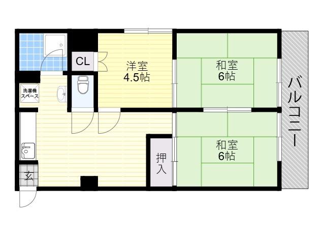 吉盛ビル夕陽丘(3DK/3階)の間取り写真