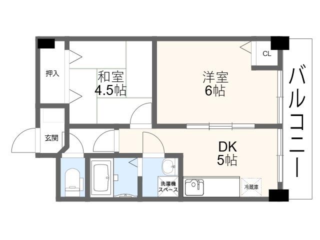 タメキマンション3(2DK/6階)の間取り写真