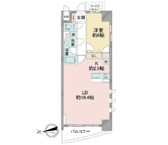セレッソコート上本町イースト(1LDK/4階)の間取り写真
