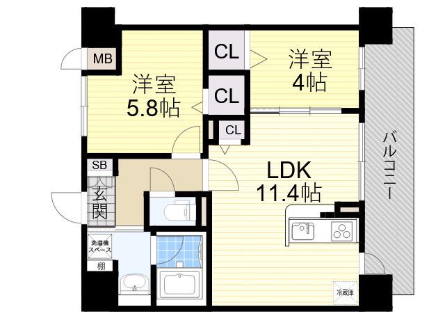 エミネンス堂ヶ芝(2LDK/2階)の間取り写真