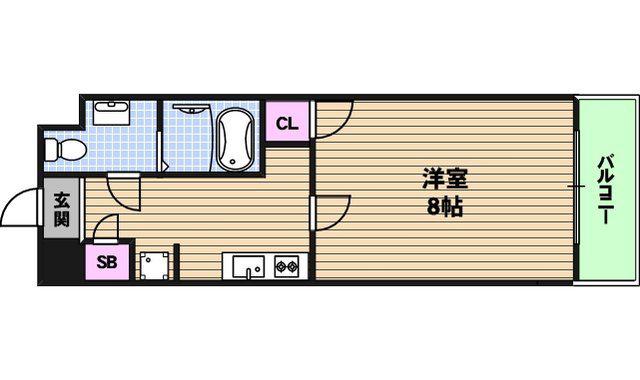URO勝山(1K/8階)の間取り写真
