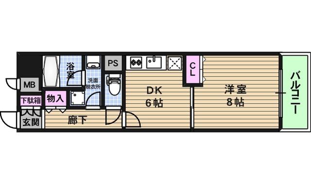 ニューシティアパートメンツ上町台(1LDK/11階)の間取り写真