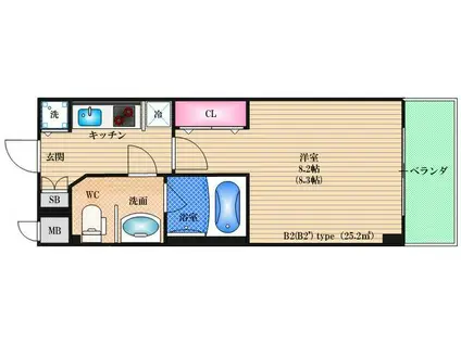 S-RESIDENCE天王寺(1K/9階)の間取り写真