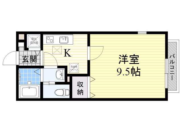 リヴェール美・美(1K/2階)の間取り写真