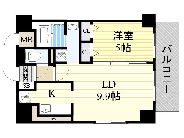 サンセリテ至誠会松崎町(1LDK/7階)の間取り写真
