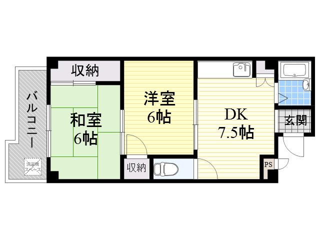 メゾンダイコー(2DK/7階)の間取り写真