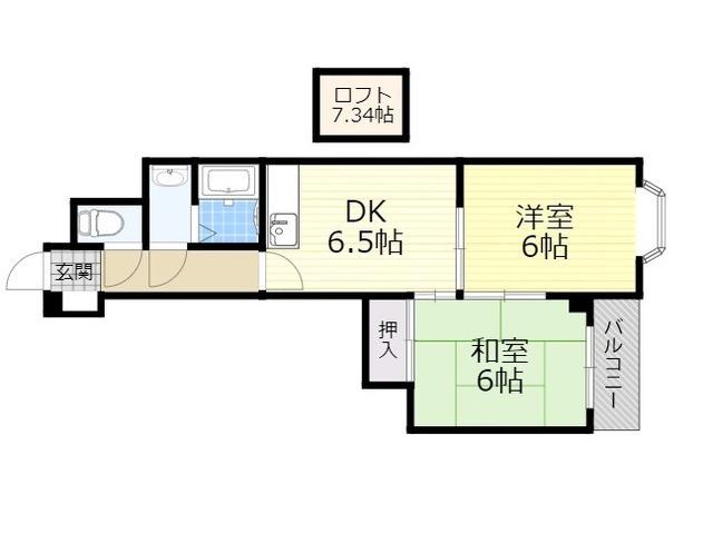 ゴールドマンションⅡ(2DK/7階)の間取り写真