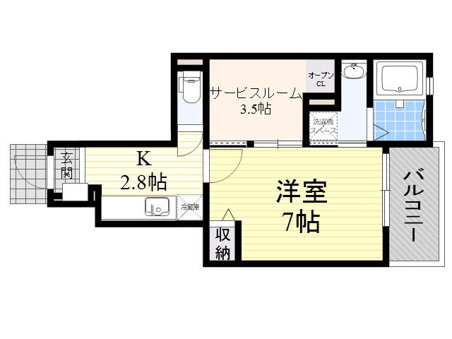 フェリチェート(1SK/1階)の間取り写真