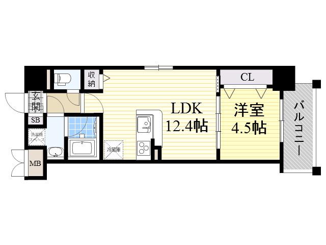 ラフェスタ真田山(1LDK/8階)の間取り写真