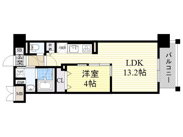 ラフェスタ真田山(1LDK/5階)の間取り写真