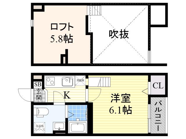 MEISON TSURUHASHI(1K/1階)の間取り写真