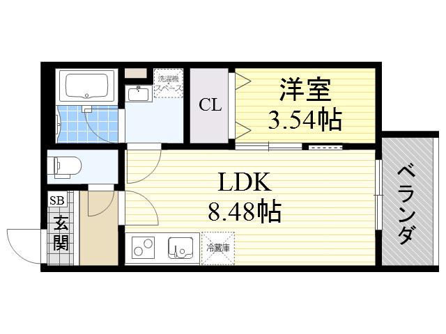 ライフ・アンス(1LDK/1階)の間取り写真