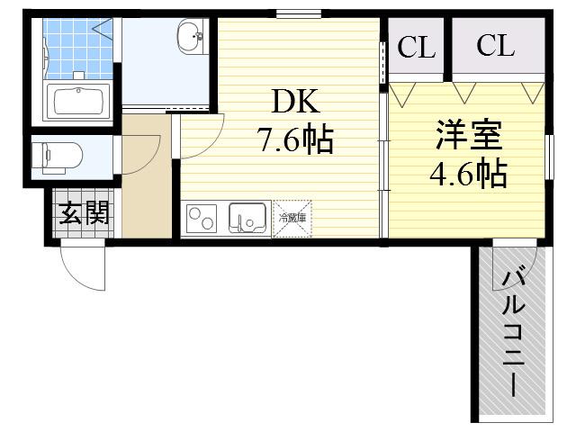 フジパレス湯里Ⅲ番館(1DK/2階)の間取り写真