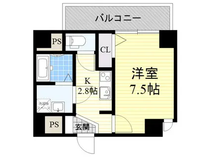 グランパシフィック花園北2(1K/3階)の間取り写真