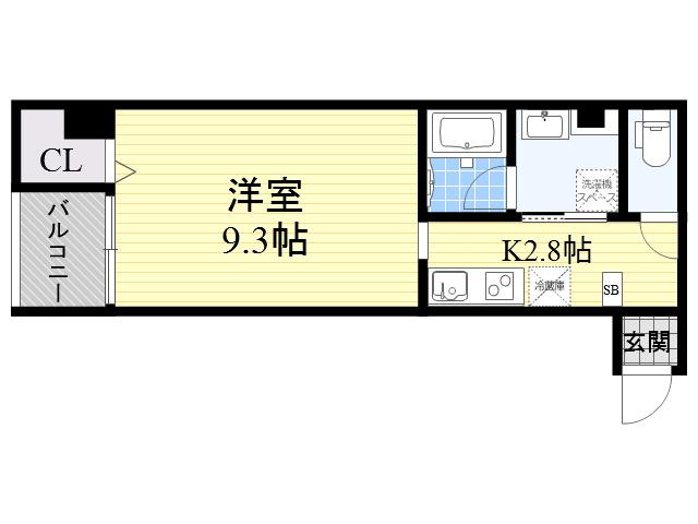 レクラン今里(1K/7階)の間取り写真