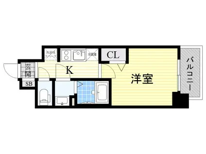 プレサンス上町台筆ケ崎ノース(1K/4階)の間取り写真