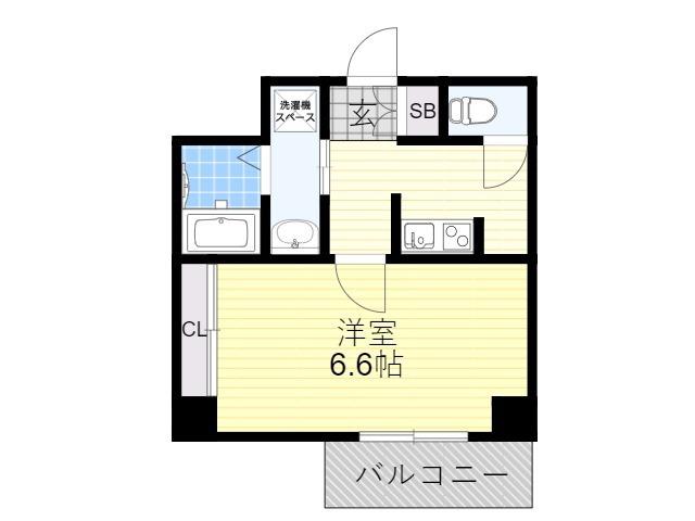 サンシルク阿倍野(1K/6階)の間取り写真