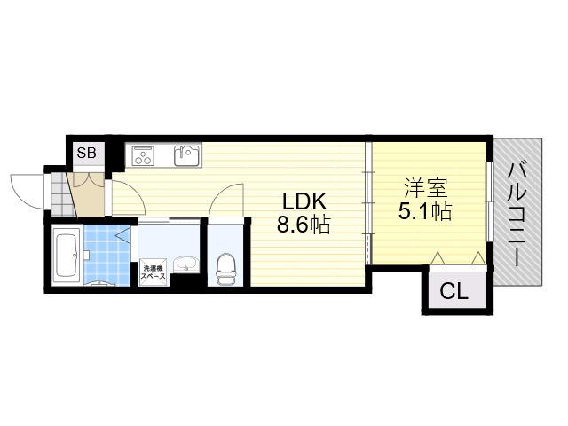 クリエオーレ林寺(1LDK/1階)の間取り写真