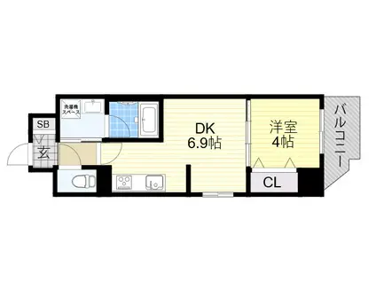 マリーベル長居公園(1DK/8階)の間取り写真