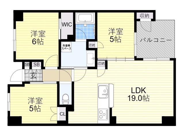 リバーガーデン四天王寺(3LDK/20階)の間取り写真