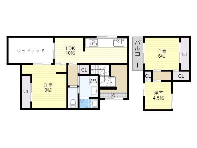 南海高野線 帝塚山駅 徒歩5分 2階建 築57年(3LDK)の間取り写真