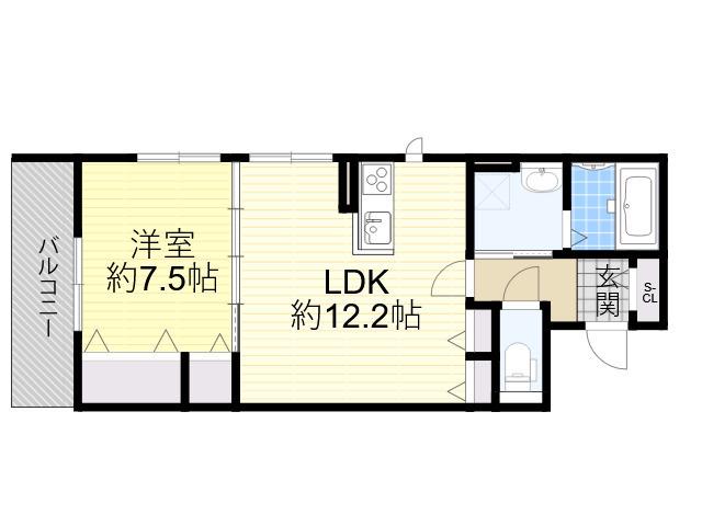 CASA PINO SOLO(1LDK/1階)の間取り写真