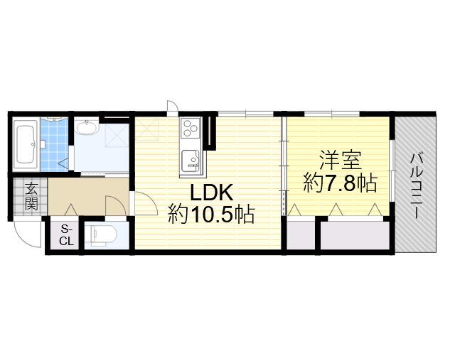CASA PINO SOLO(1LDK/2階)の間取り写真