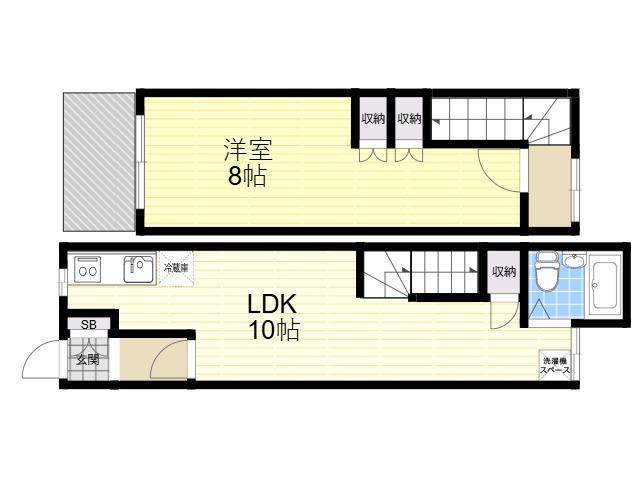 勝山南〜WHITE DOOR HOUSE〜(1LDK)の間取り写真
